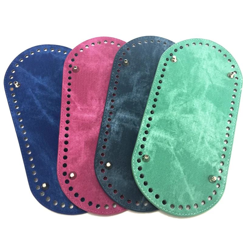 

25x12cm Denim Bottom for Knitting Bag PU Leather Handmade DIY Bag Cushion Pad Accessories Women Crochet Bag Oval Bottom KZBT009