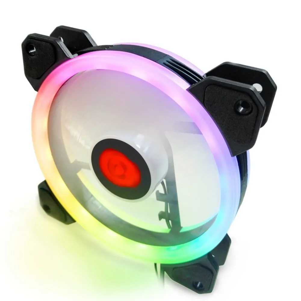 LESHP Computer PC Cooler Cooling Fan Double Ring 366 Modes 10 Level Adjust Speed RGB LED 2