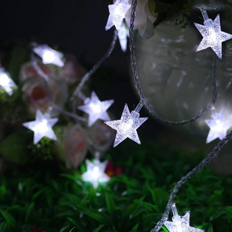 10 20 30 50 м Рождественские декоративные гирлянды со звездами светодиодный Сказочный светильник для садовая ограда праздничное украшение для вечеринки, свадьбы
