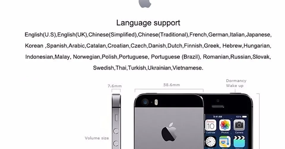 Apple iphone 5s 4G LTE 4.0''display 16GB/32GB/64GB ROM WiFi GPS 8MP IOS Touch ID Fingerprint Used Unlocked smartphone apple at&t cell phones