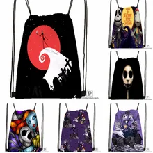 Пользовательские Кошмар перед Рождеством походная сумка на шнурке милый рюкзак для детей(черная спина) 31x40 см#180531-03-53