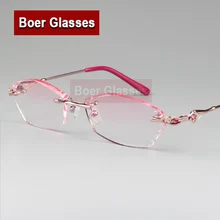 Новые модные обрезные женские очки, Женские оправы, без оправы, очки для глаз, очки для близорукости, оптические очки по рецепту, 093