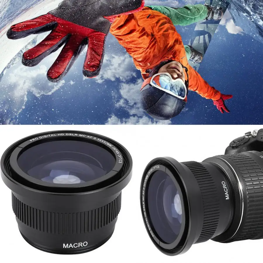 

New 52MM 0.35X Fisheye Macro Close Up Wide Angle Lens for 52mm Camera Camera Wide Angle Lens