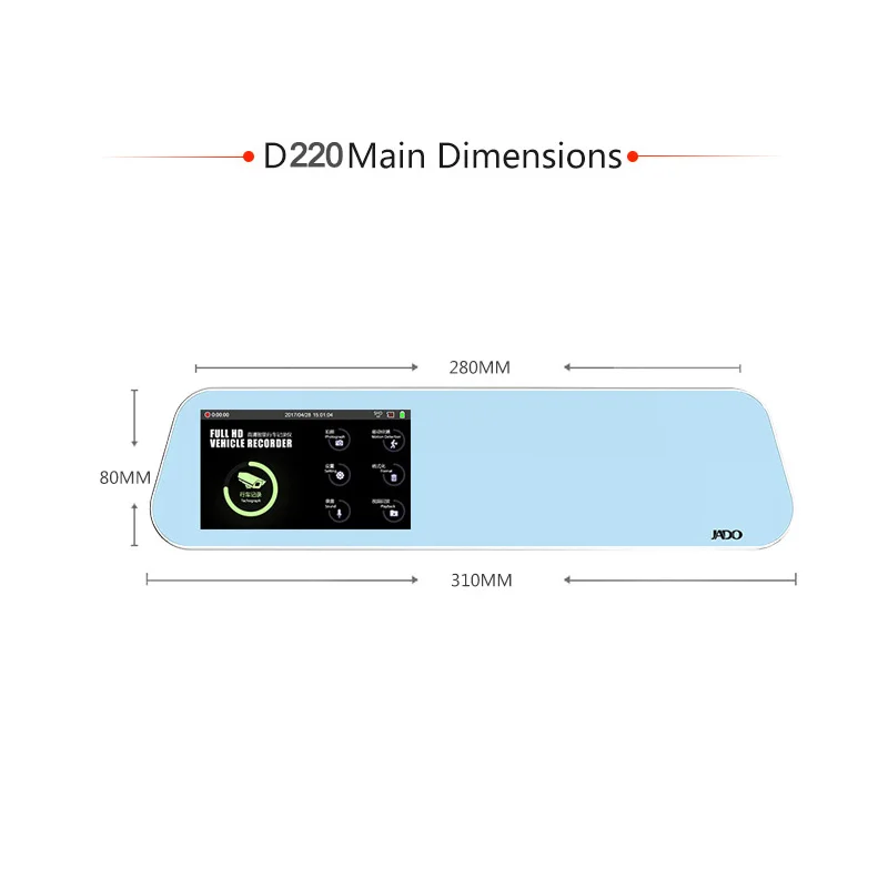 JADO D220 Car Dvr 4.5 Touch Screen Full HD 1296P/1080P Car Dvrs Dual lens camera registrar dash cam Video Recorder Night Vision