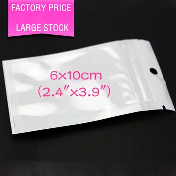 

100pcs 6x10cm (2.4"x3.9") Small White translucent BOPP Pearl Film Zip Lock Bag Clear Front Pearlised Film Plastic Battery Bag