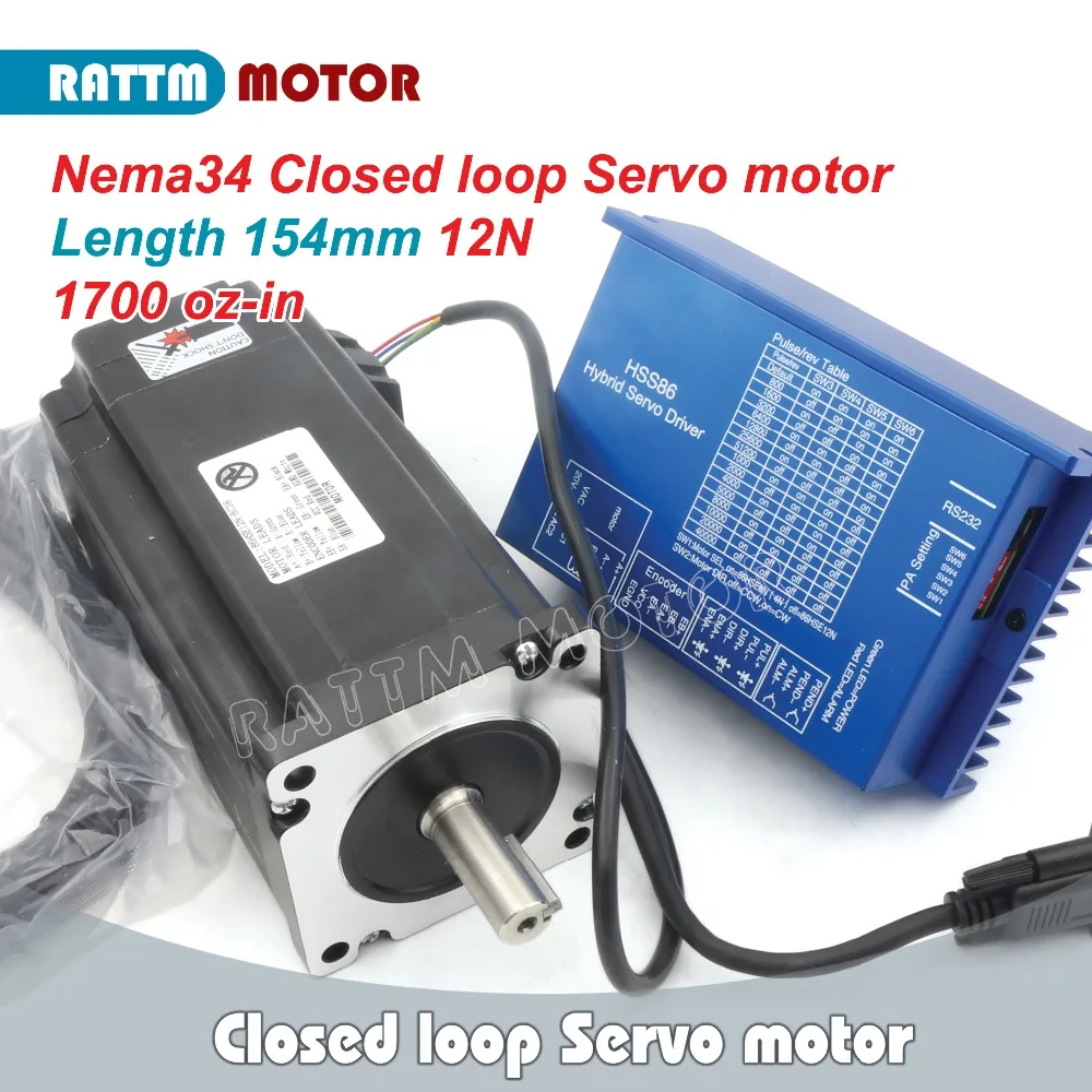 

Ukraine Ship! Nema34 Closed-loop Servo motor 154mm/ 12N.m/ 6A 2-Phase Hybrid&2HSS86H Hybrid Step-servo Driver CNC Controller 8A