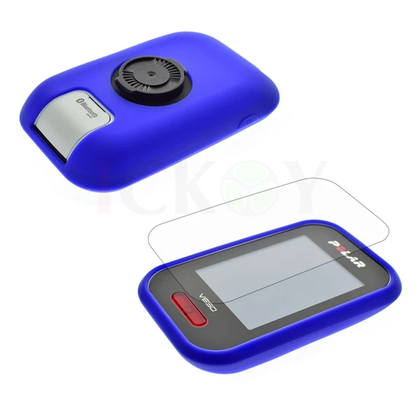 На открытом воздухе езда на велосипеде силиконовый резиновый защитный красном корпусе+ пленка на экран lcd протектор для Полар-флиса V650 Аксессуары для GPS - Цвет: Синий