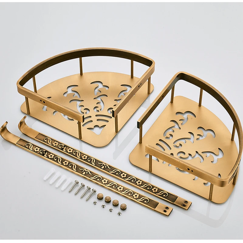 Полки для ванной комнаты, 2 слоя, антикварная металлическая угловая полка для душа, настенная полка для хранения шампуня