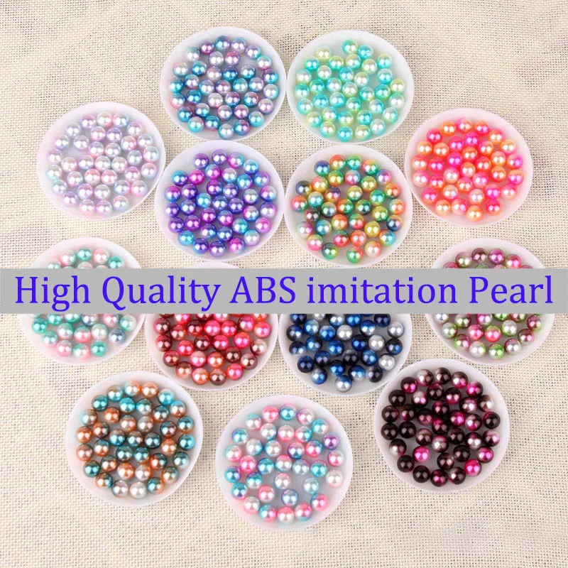 

No Hole Mix Rainbow Color Round ABS Imitation Pearl Loose Beads Diy Jewelry Making Findings DIY Earrings Accessories Wholesale