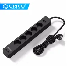 ORICO 3/5 AC EU Power Strip with 2 USB Charging Port Extension Electronic Socket Home Office Surge Protector and Adhesive Board