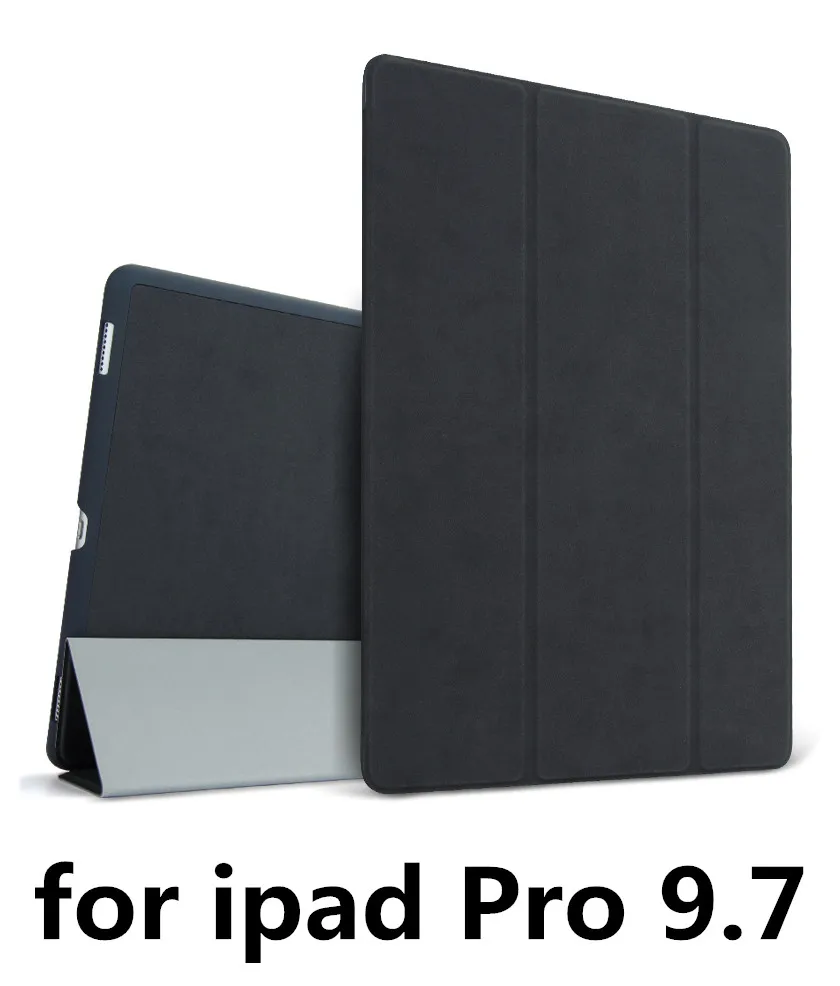 Чехол для iPad Pro 9,7 дюйма release cover A1673'A1674'A1675 ZAIWJ PU Высокое качество олень кожа Смарт спящий Пробуждение PU shell - Цвет: Black Pro 9.7 luwen