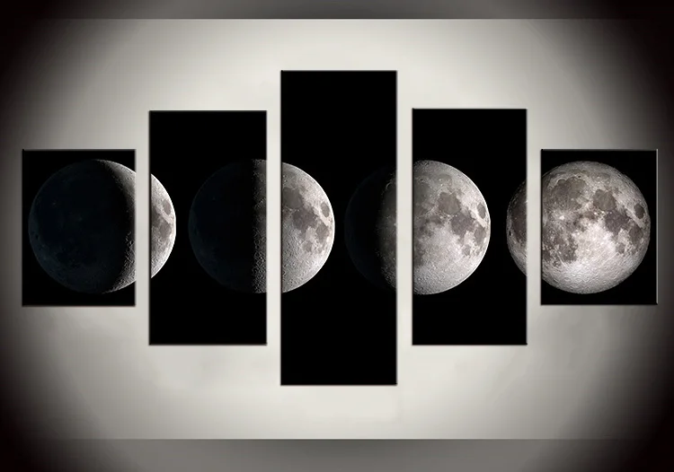 HD Printed 5 Panel Canvas Art Abstract crescent moon Canvas Painting