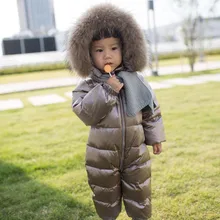 Baby Snowsuit Winter Jumpsuit Kids Snow Wear Clothes Down Fur Jacket Kids Girls Coats Infant Rompers for Boy Parka Overalls