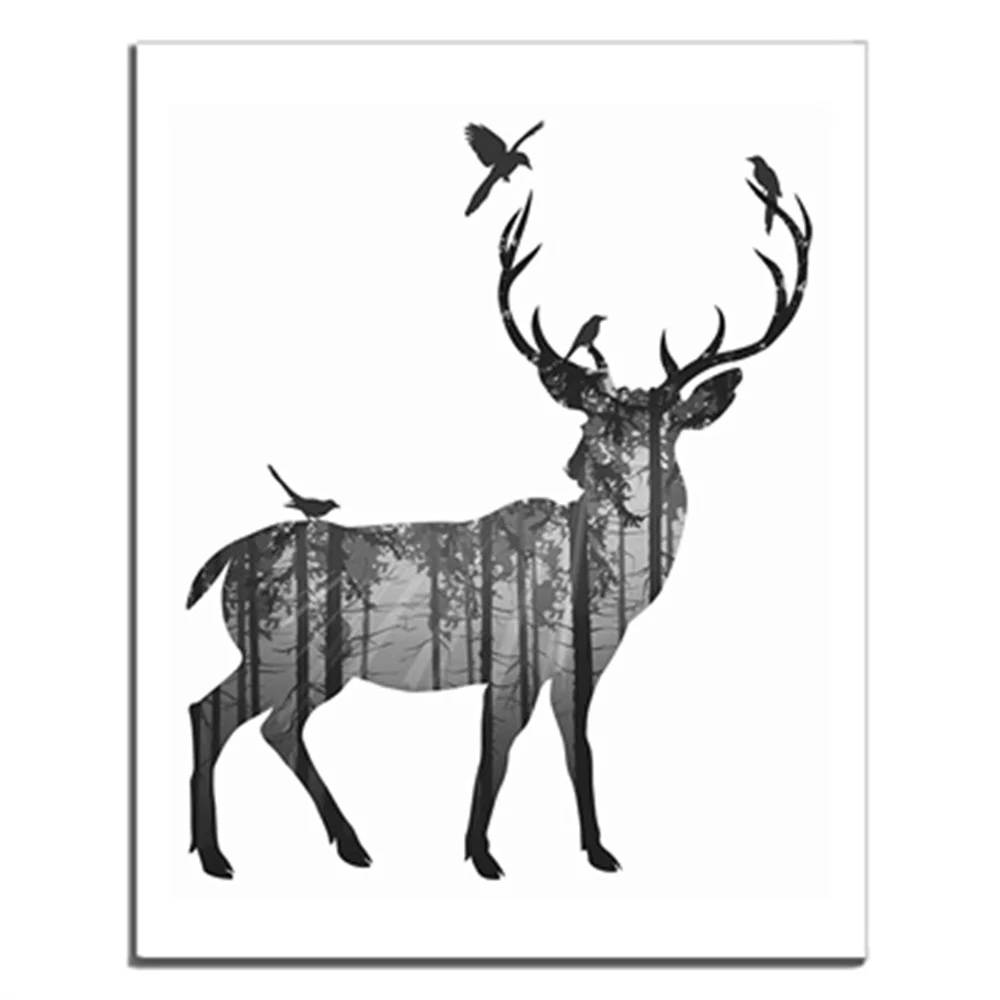 

Frameless Dark Gray Deer Nordic Abstract Boutique Canvas Oil Painting Poster Creative Living Room Kids Room Unique Gifts On Wall