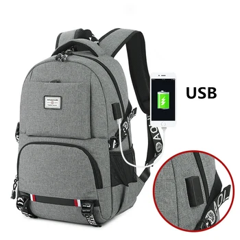 

2018 fashion large capacity rucksack for men and women. USB interface business laptop backpack. School bag for boys and girls