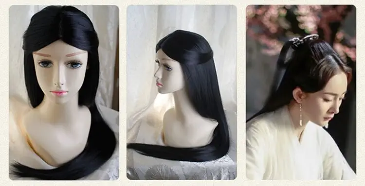 80 см длинные черные китайские древние волосы для принцессы косплей волосы винтажные женские волосы красивые волосы принцессы Продукты для волос