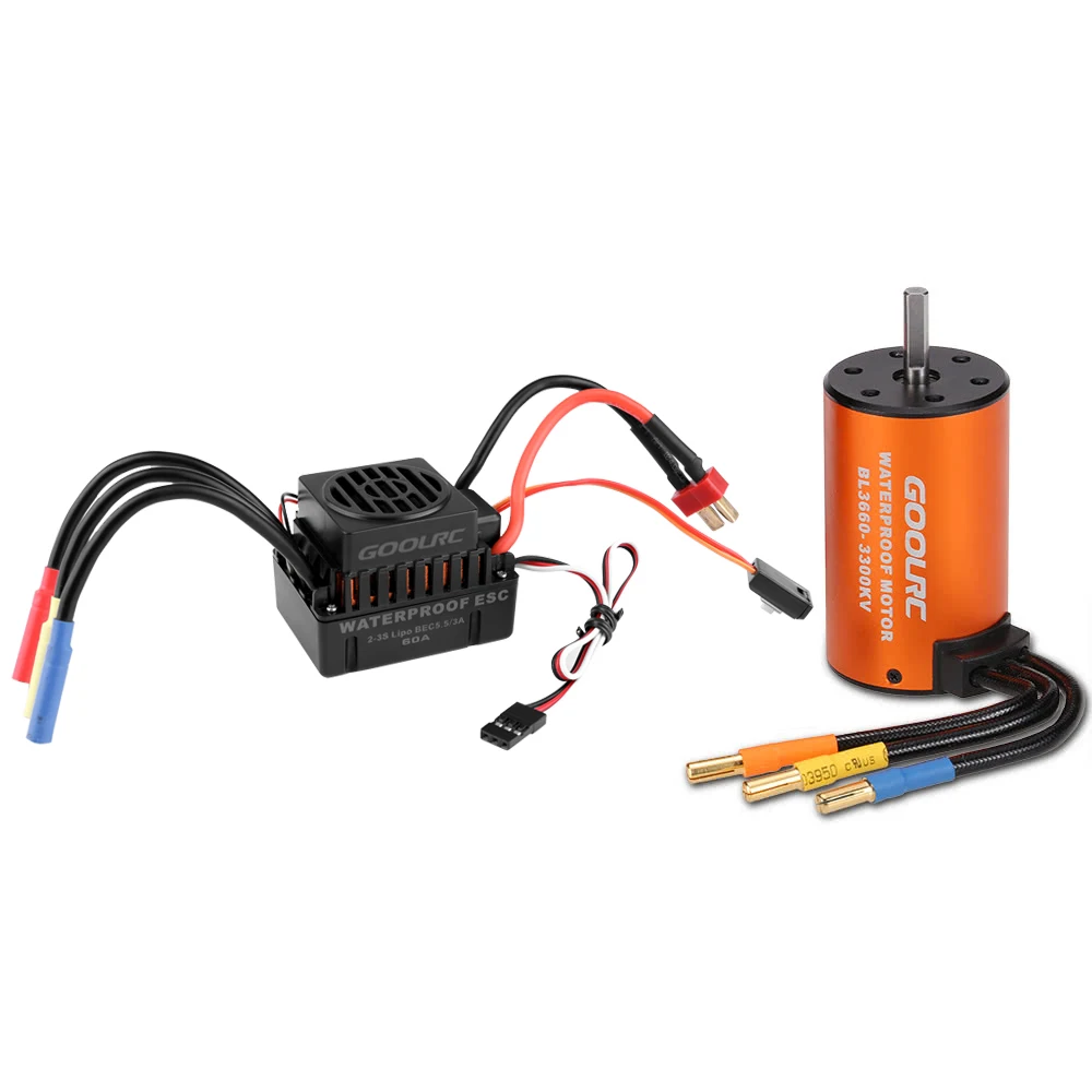 

GoolRC Upgrade Waterproof 3660 3300KV Brushless Motor with 60A ESC Combo Set for 1/10 RC Car Truck Parts