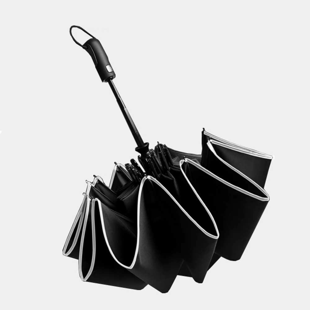 New Arrival Automatic Folding Umbrella 10 Ribs Windproof Reflective Umbrella Rain Women Men Business Style Fully Auto Paraguas