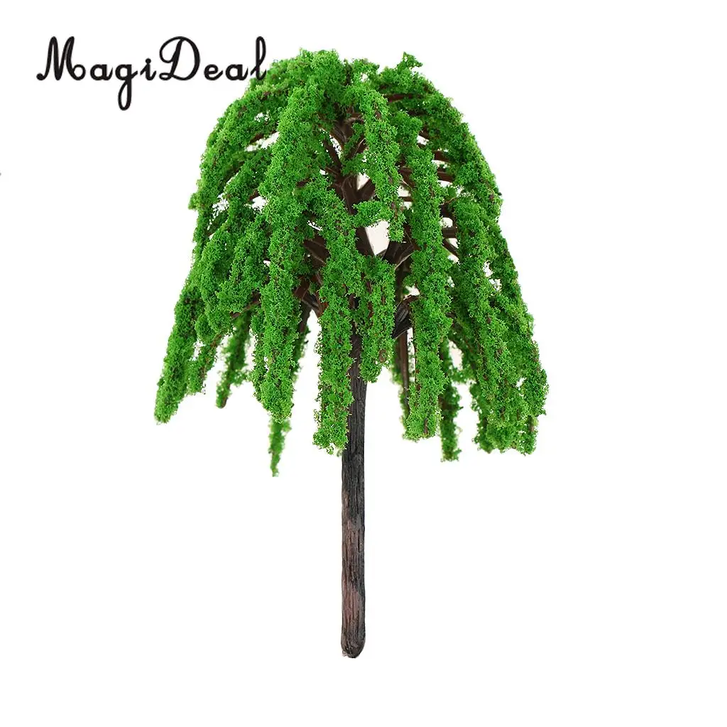 MagiDeal 10Pcs/Pack 1:75 Plastic Willow Trees Model Train Railway Railroad Park Garden Scene Scenery Layout Landscape HO OO