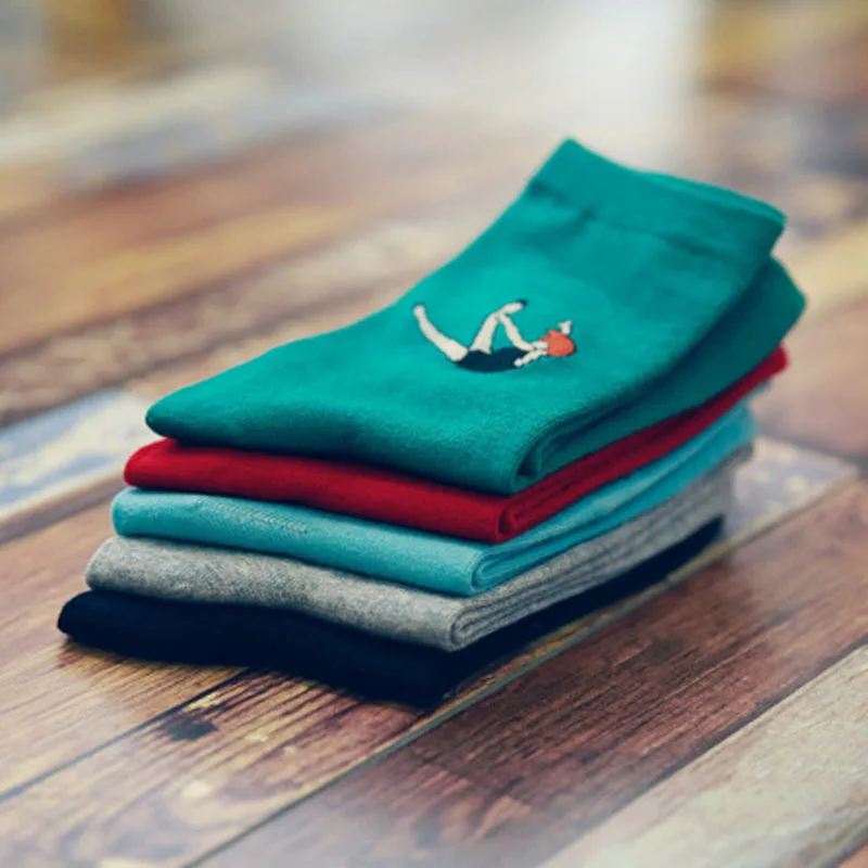 Autumn Winter Women Harajuku Style Candy Color Cartoon Printing Cotton Socks F05 Autumn Winter Women Harajuku Style Candy Color Cartoon Printing Cotton Socks F05