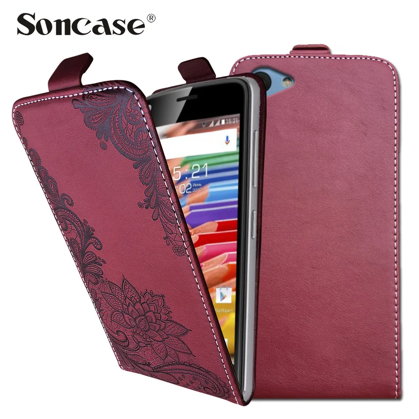 

3D Stereo Embossing flower butterfly flip up and down leather phone bag cover case for Philips S395