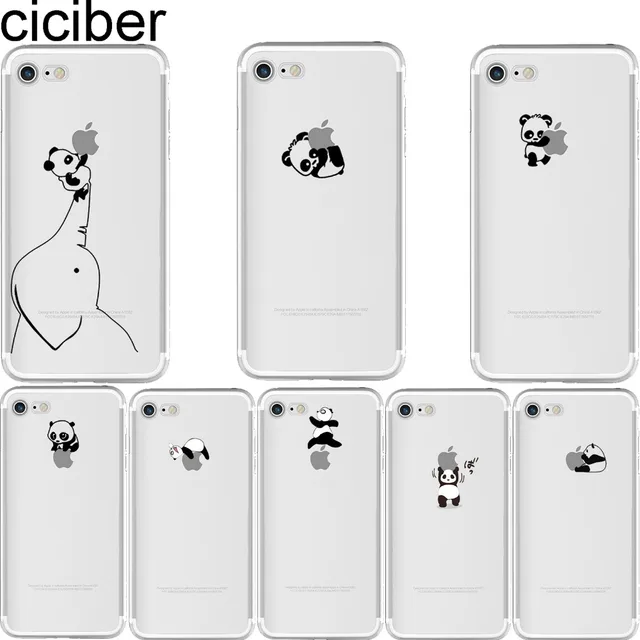 Cheap ciciber Phone cases Animal Interesting Pandas Pattern soft silicon case cover For iPhone 6 6S 7 8 plus 5 5S SE X Capinha Coque