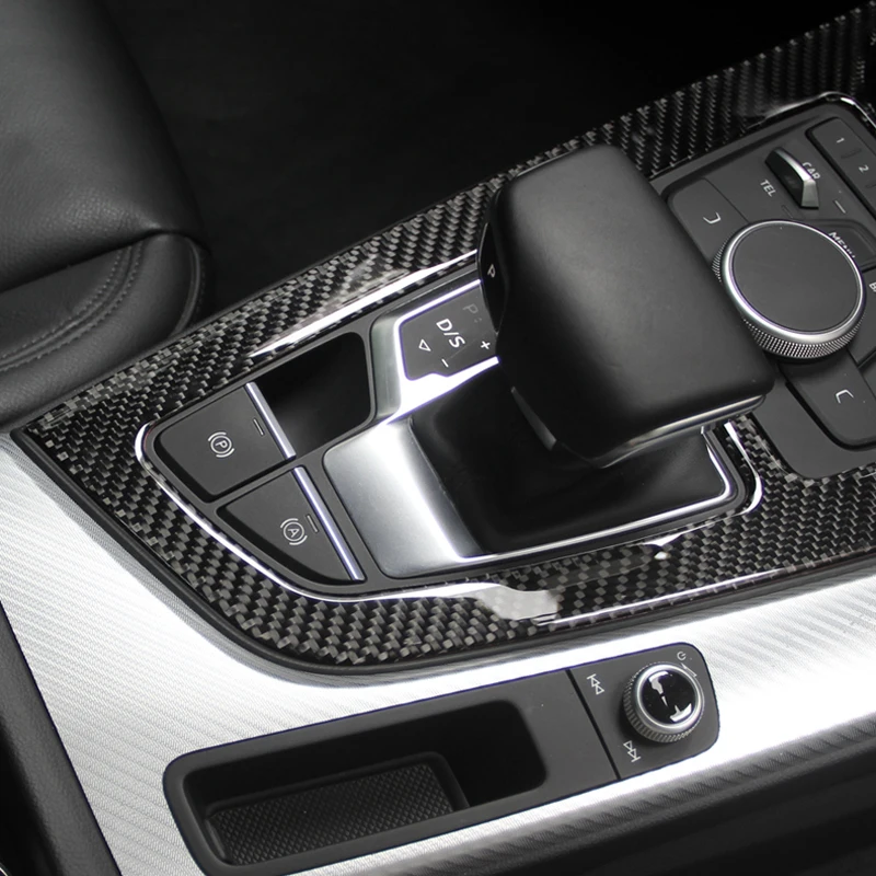 Carbon Fiber Car Control Gear Shift Box Panel Water Cup Holder Frame Cover Trim Accessories For Aud