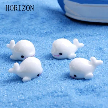 

5PCS/Set Cute White Dolphin Animal Miniatures Fairy Garden Gnome Moss Terrarium Decor Crafts Bonsai home decoration accessories