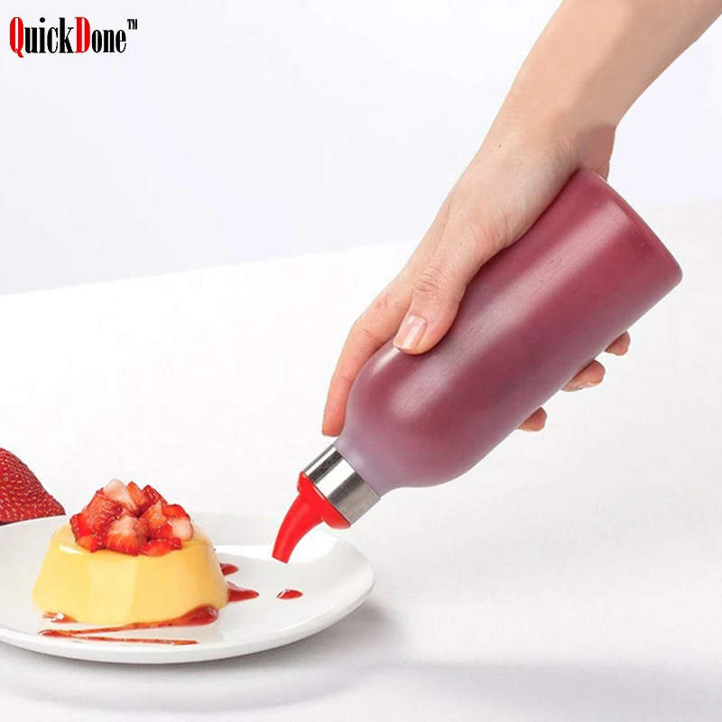 QuickDone Kitchen Plastic Silicone Squeeze Bottle Condiment Dispenser