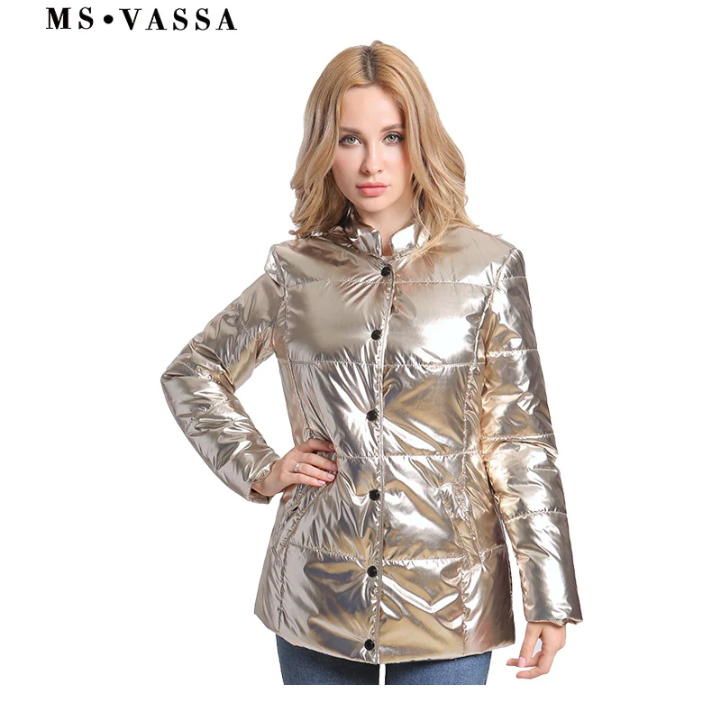 MS VASSA 2018 New Women Jackets Fashion Gold Parka Autumn Warm Coats Winter Ladies Outwear Loose Tops Plus Size 6XL 7XL MS VASSA 2018 New Women Jackets Fashion Gold Parka Autumn Warm Coats Winter Ladies Outwear Loose Tops Plus Size 6XL 7XL