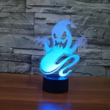 3D ночник изменение цвета Монстр светодиодный светильник для Хэллоуина USB зарядка светодиодный лампы