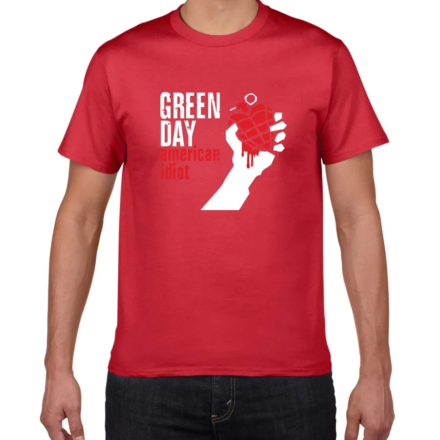 Новинка, летняя известная группа, зеленая футболка для мужчин, хлопок, свободные топы и футболки для мужчин, рок, хип-хоп, уличная одежда, мужская одежда, pok - Цвет: red
