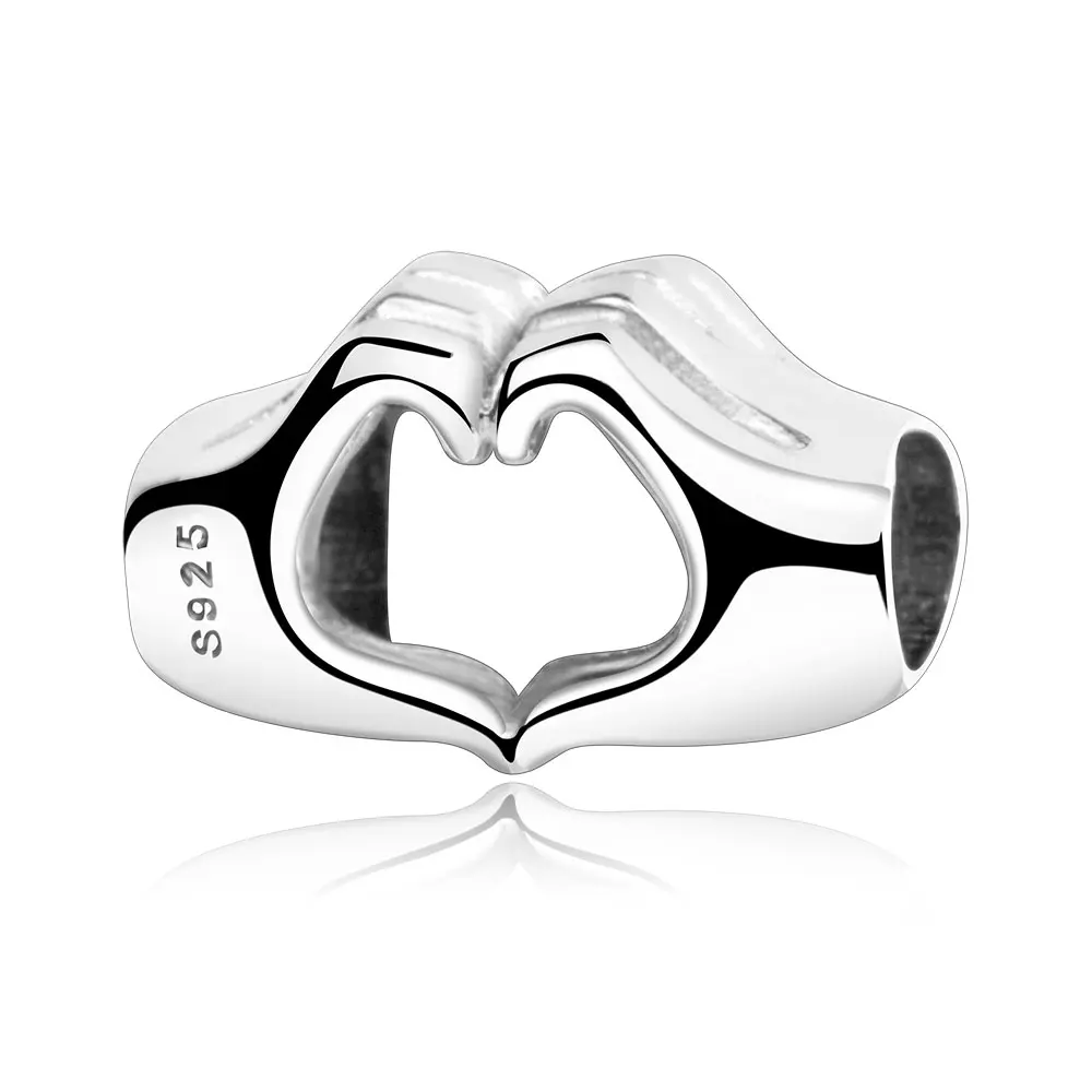 Fit Original Pandora Charm Bracelet Authentic 925 Sterling Silver Hand to Hand Hearts Love Charm