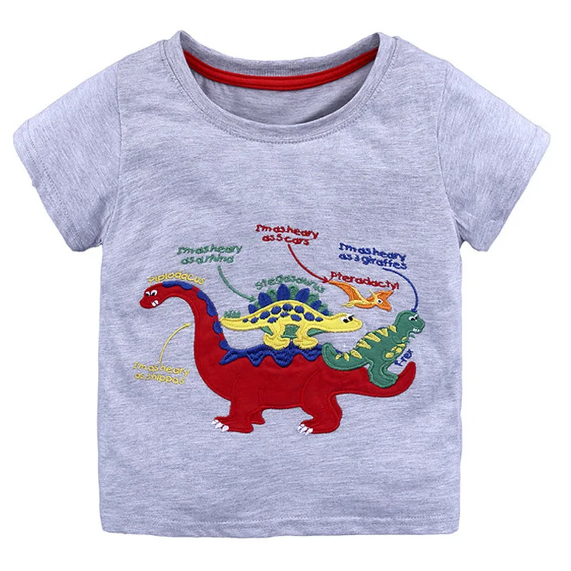 Baby Clothing Children Boys Girls T-shirts Monster 95%Cotton Short Sleeve Print Crocodile T Shirt for Boy Tops Tees Kids Clothes - Цвет: F