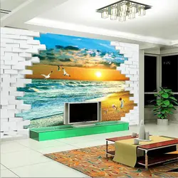 Beibehang пользовательские 3D обои море ВОСХОД моды Трехмерная 3D художественный пейзаж фоне стены фрески украшения