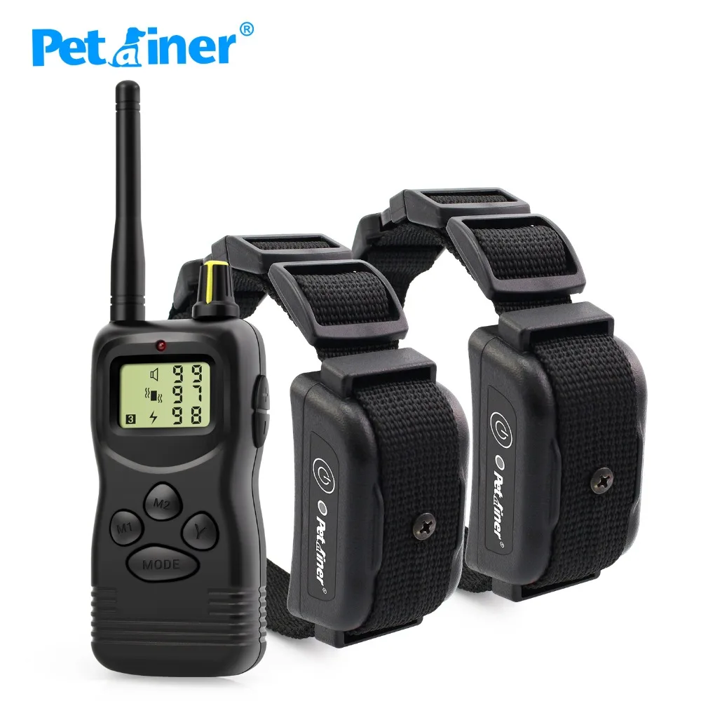 

Petrainer 900B-2 1000Meter Rechargeable Waterproof Dog Training Shock Collar For 2 Dogs