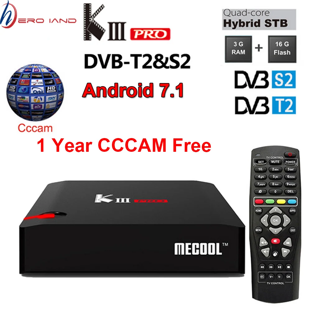 

MECOOL KIII PRO DVB-S2 DVB-T2 DVB-C Decoder Android 7.1 TV Box 3GB 16GB K3 Pro Amlogic S912 4K Combo Set top box+ 1 Year clines