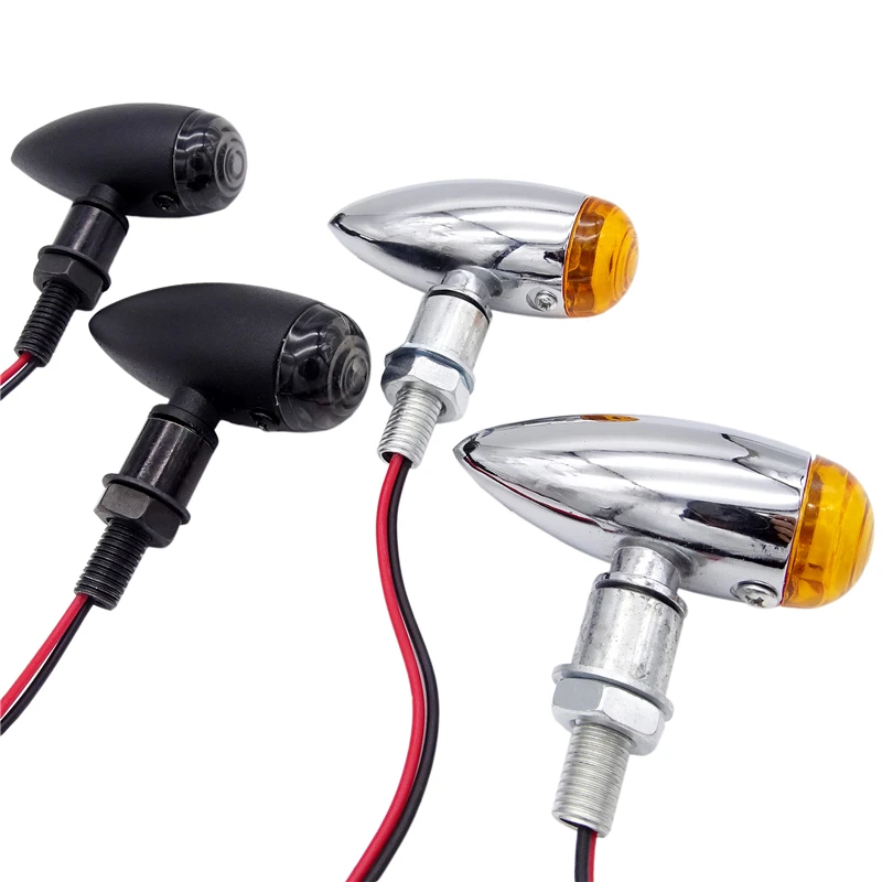 

4Pcs EM Bullet Universal Motorcycle Turn Signals Indicator Light Lamp Amber Smoke For Harley Sportster Bobber Mini Chopper