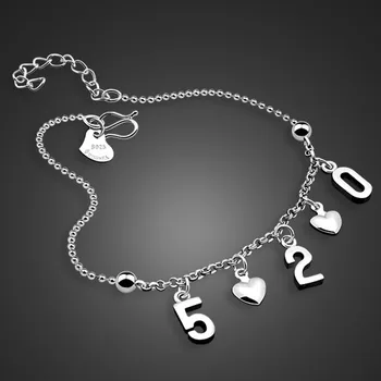 

Fashion simple silver heart-shaped anklets.Solid 925 sterling silver female anklets.27 cm 520 anklets.Charming lady jewelry