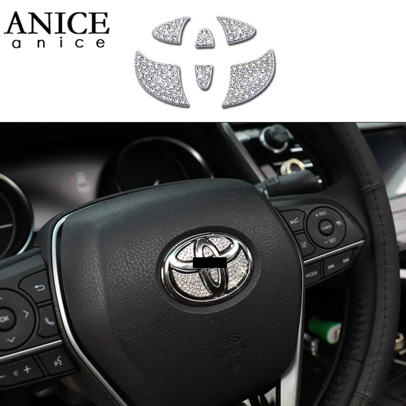 

6pcs Crystal Steering Wheel Logo Cover Trim Fit for toyota Camry 2018-2019