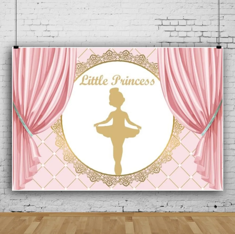 Laeacco Pink Princess Backgrounds Ballet Dancing Girl Baby Birthday Party Poster Photography Backdrops Photocall  Photo Studio