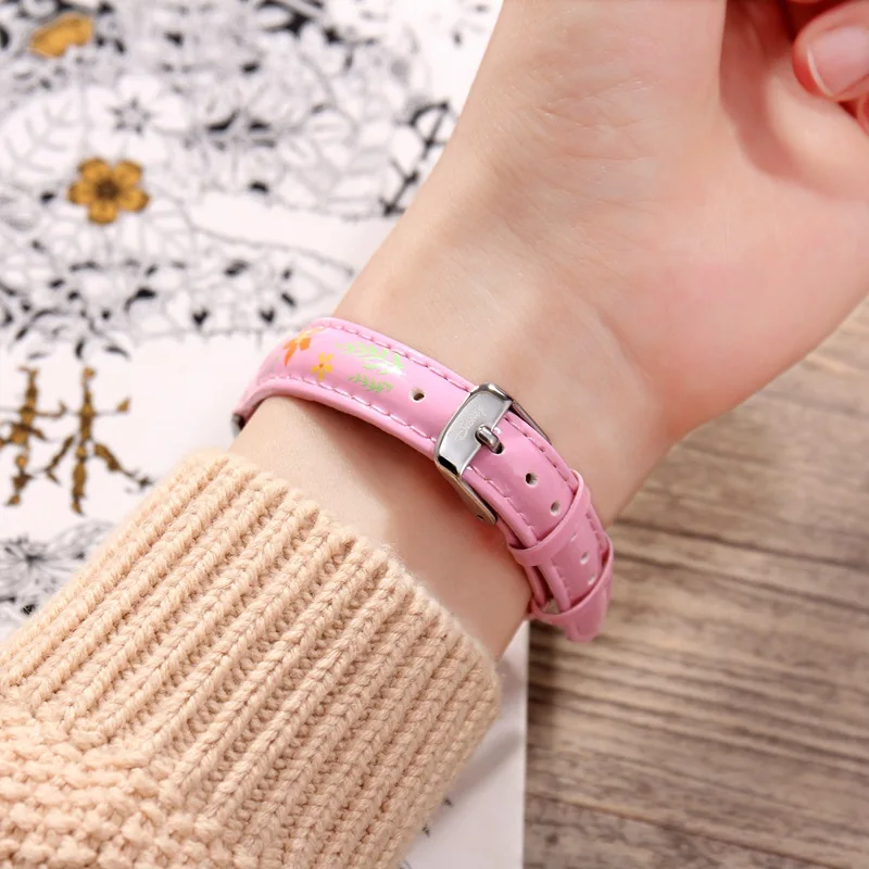 Disney Princess Series Frozen Elsa Anna Sofia Girls Leather PU Band Quartz Simple Children Watches For Girls Hour Blue Pink New