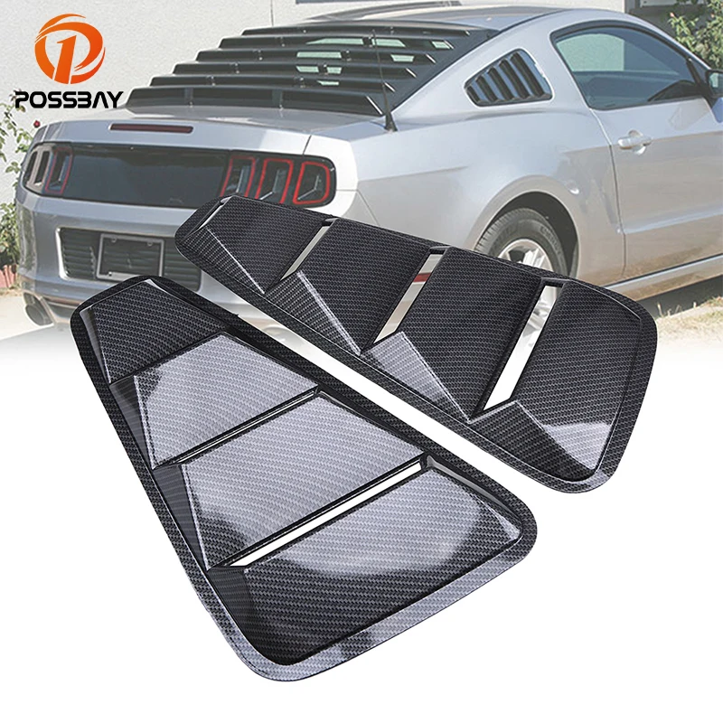 

POSSBAY Rear Window Louver Cover for Ford Mustang Coupe 2005-2014 Rear Quarter Side Panel Vent Imitation Carbon Fiber