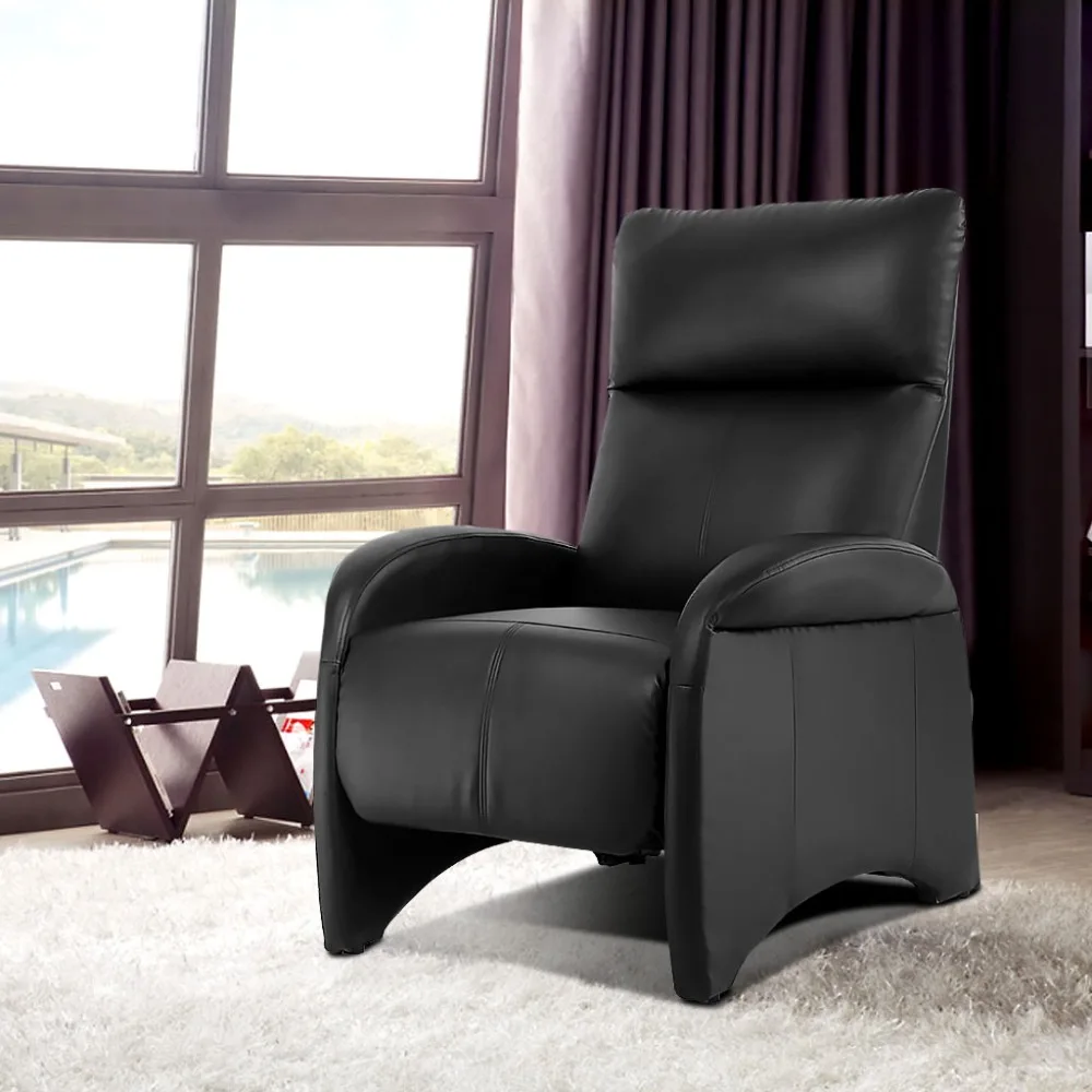 Langria Black Comfort Faux Leather Recliner Sofa Chair With Side