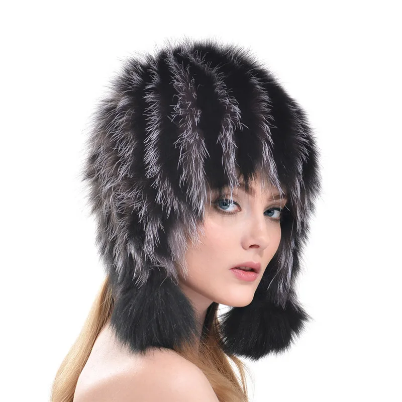 Новинка зимы натуральный мех шапочки Casquette для женщин Silver Fox меховая шапка красота для девочек на открытом воздухе Теплый Лисий мех шапки LH326