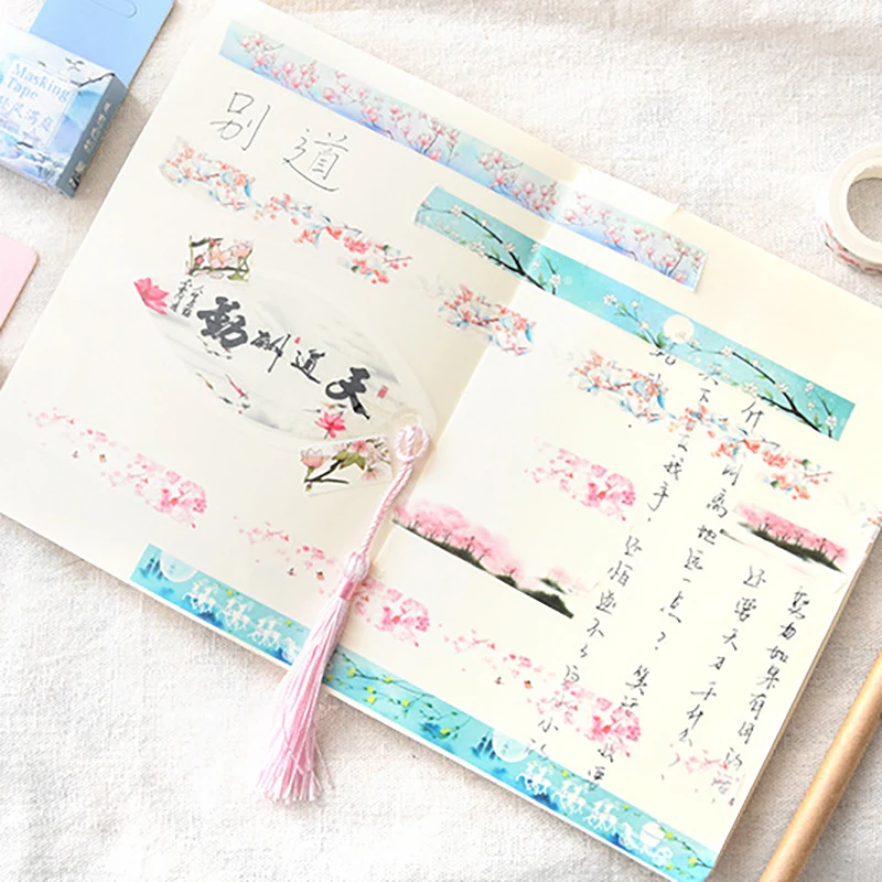 Винтаж пуля журнал лента Washi Kawaii Flower изоляционная DIY Washitape Милая декоративная