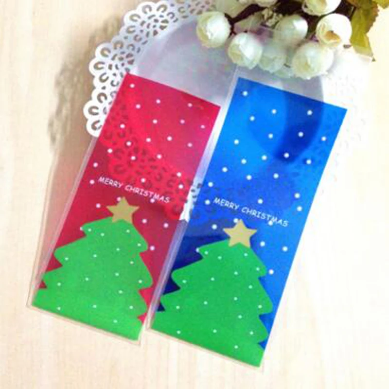 

50pcs Christmas tree cookies candy bags 7*16cm baked goods Christmas gift bags