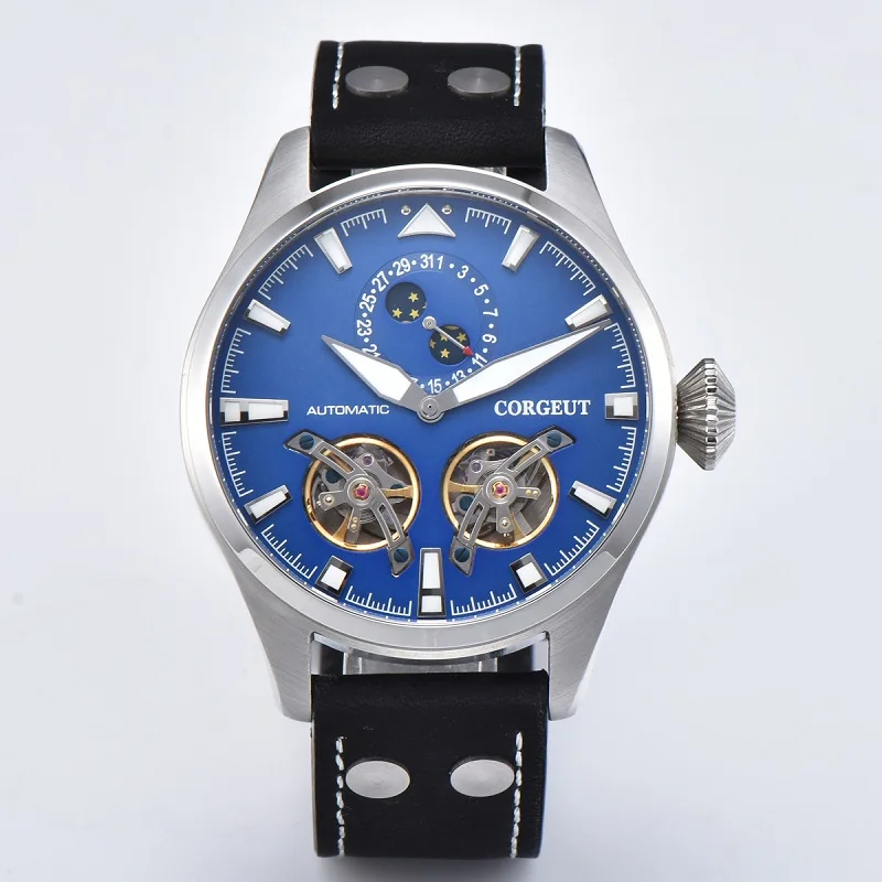 

Corgeut Watch Men Top Luxury Brand self-wind Automatic Mechanical Double flywheel date Sport Male Wristwatches 05