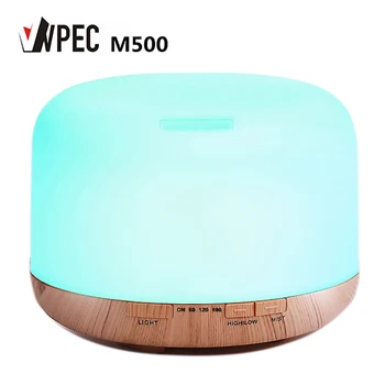 

VVPEC 500ml Ultrasonic Air Humidifier led light wood grain Essential Oil Diffuser aromatherapy mist maker 24V Remote Control