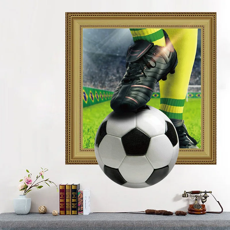 3D View Football Player Wall Mural Removable Home Decor Decal Self